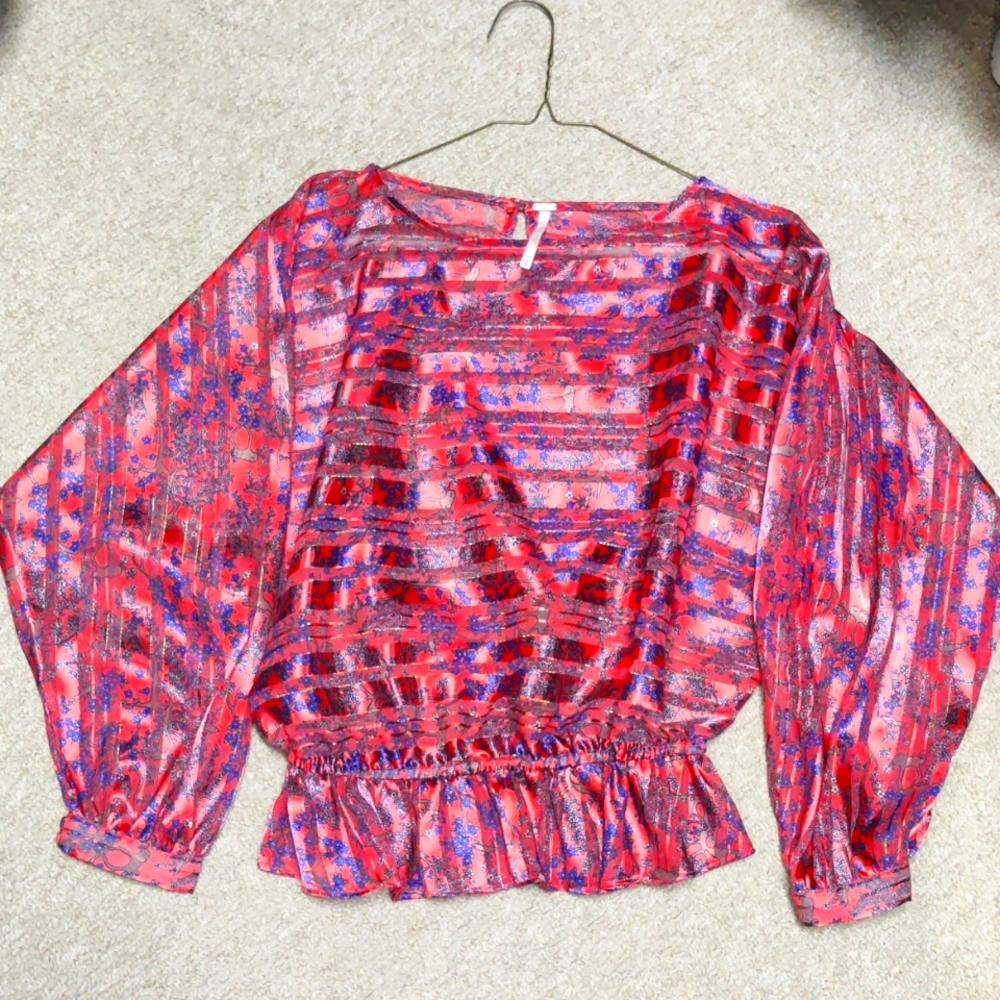 Free people dressy coral pink blouse